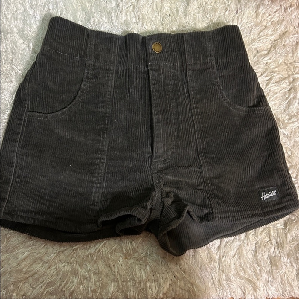 High Waist Corduroy Shorts - Black